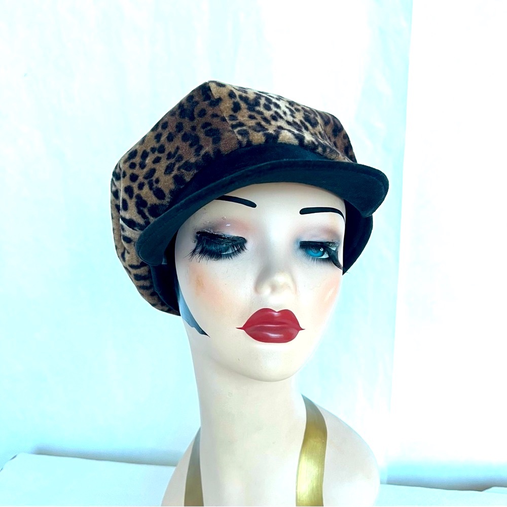 Vintage Women’s Faux Leopard Fall/Winter Newsboy Cap Hat Size S/M - Picture 8 of 15